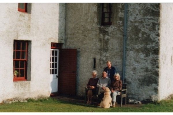 Family of four sitting outside Monreith