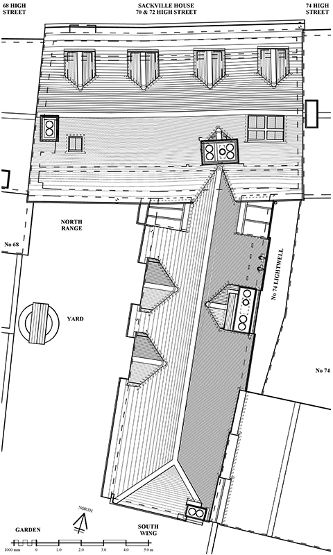 Line drawing plans of the proposed roof alterations to Sackville House