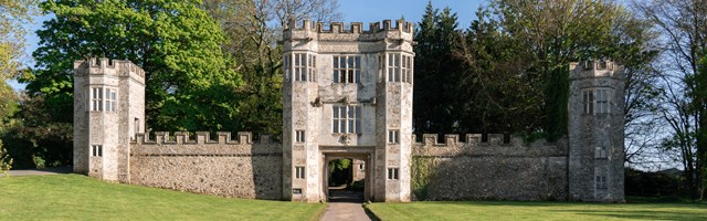 A castle-like gatehouse