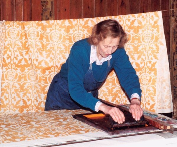 Lady Smith screenprints a set of yellow curtains