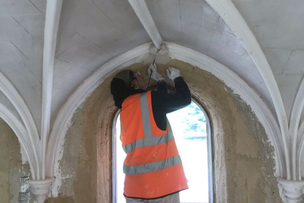 Plastering vaults at Cobham Dairy, Kent