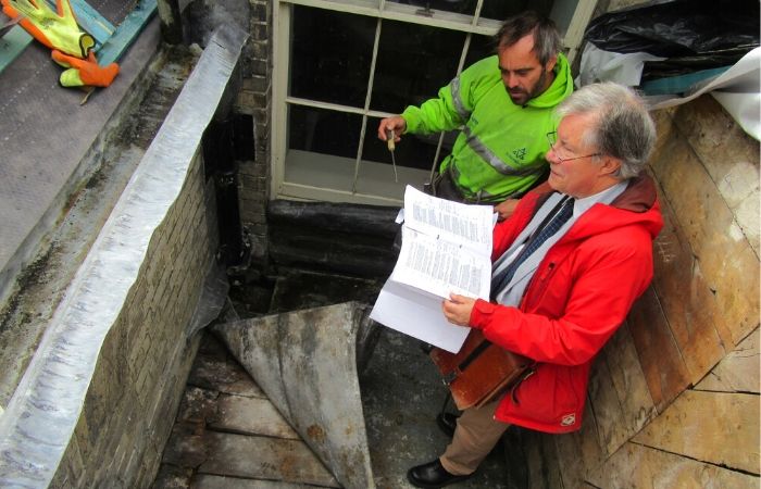 Roof inspection at Cavendish Hall