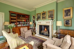 Cavendish green sitting with bookcase 1200x800