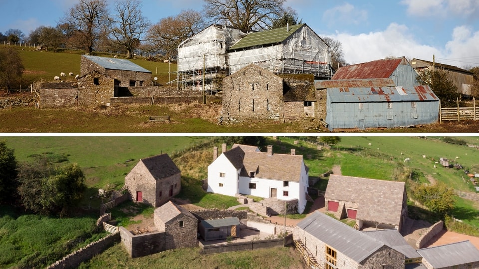 Llwyn Celyn, before and after restoration