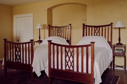 Saddell castle internal twin yellow bedroom1200x800