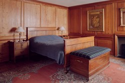 Saddell castle internal wood panelled bedroom1200x800