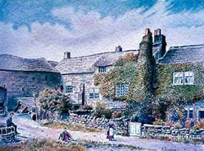 Calverley Old Hall divided into cloth workers’ cottages in the 19th century