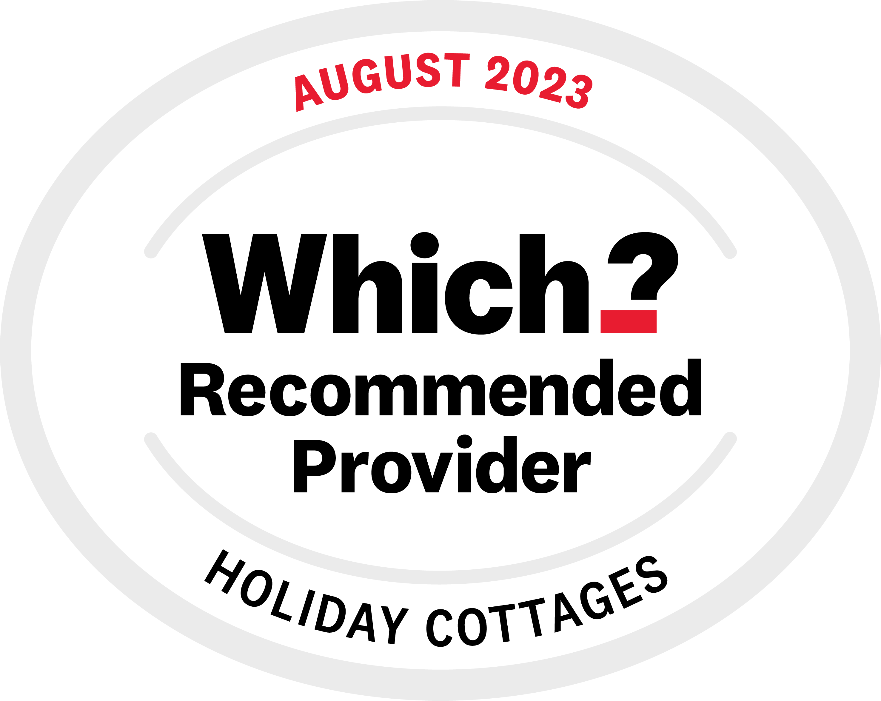 Which? recommended provider logo - holiday cottages August 2023